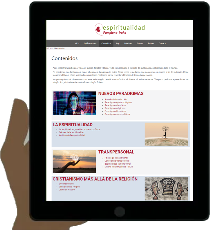 Tablet vertical + Contenidos